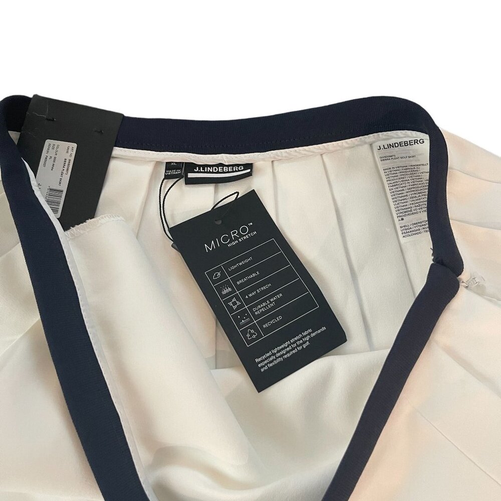 J.Lindeberg Women's Sierra Pleat Golf/Tennis Skirt White/Navy, Size XL NWT - Picture 5 of 9